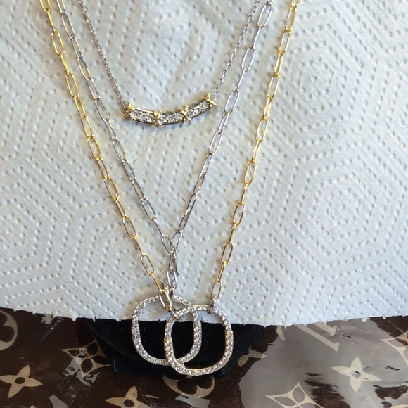 Source Unknown Gold and Silver Necklace Trio - Picture 11 of 15
